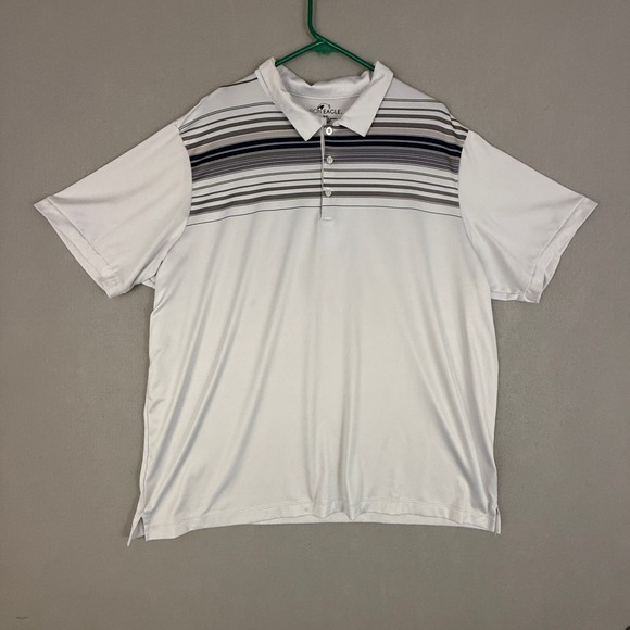 Iron Eagle Other - Iron Eagle Mens‎ XXL Golf Polo Shirt White Striped Short Sleeve Performance